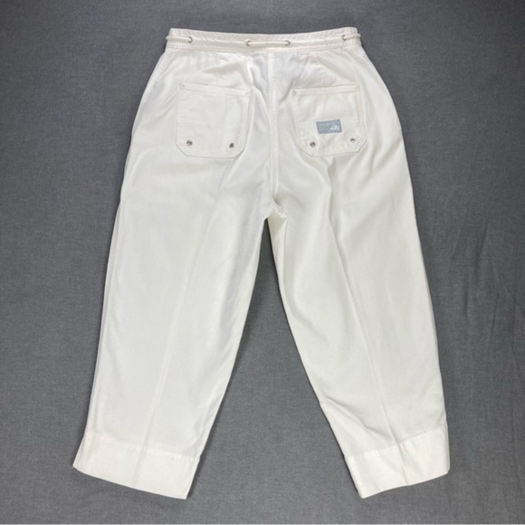 Lauren Ralph Lauren Cropped Pants Womens Sz 6 White Pocket Zip Drawstring Cargo - Picture 5 of 11